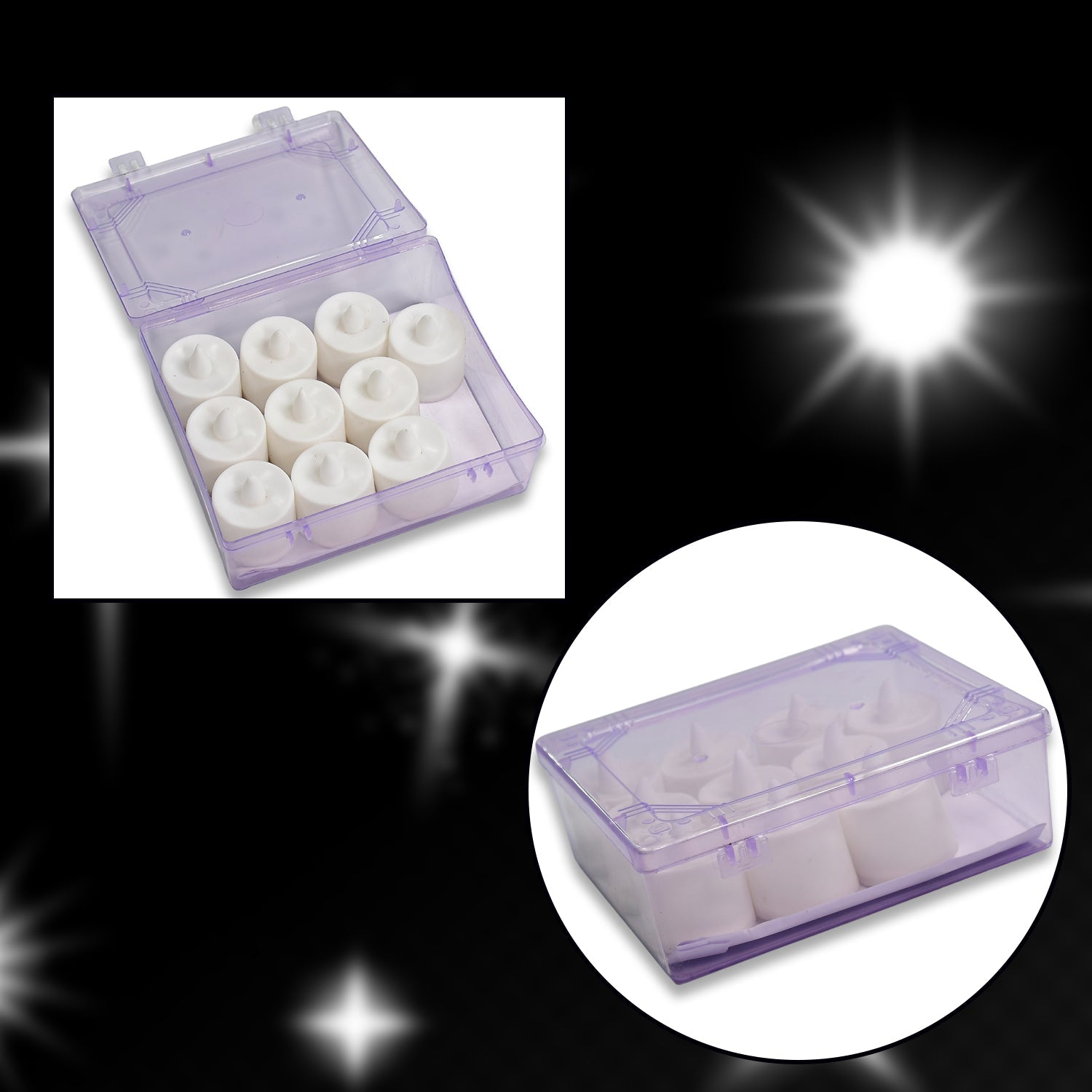 6283 Festival Decorative - LED Yellow Tealight Candles (White, 10 Pcs) With Container DeoDap 6283 Festival Decorative - LED Yellow Tealight Candles (White, 10 Pcs) With Container DeoDap